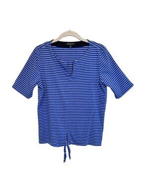 Jones New York Boat Neck Short Sleeve Top in Blue / White - Size M